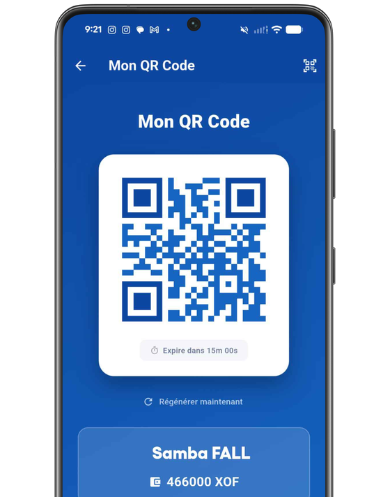 Écran du QR code de paiement CardOil